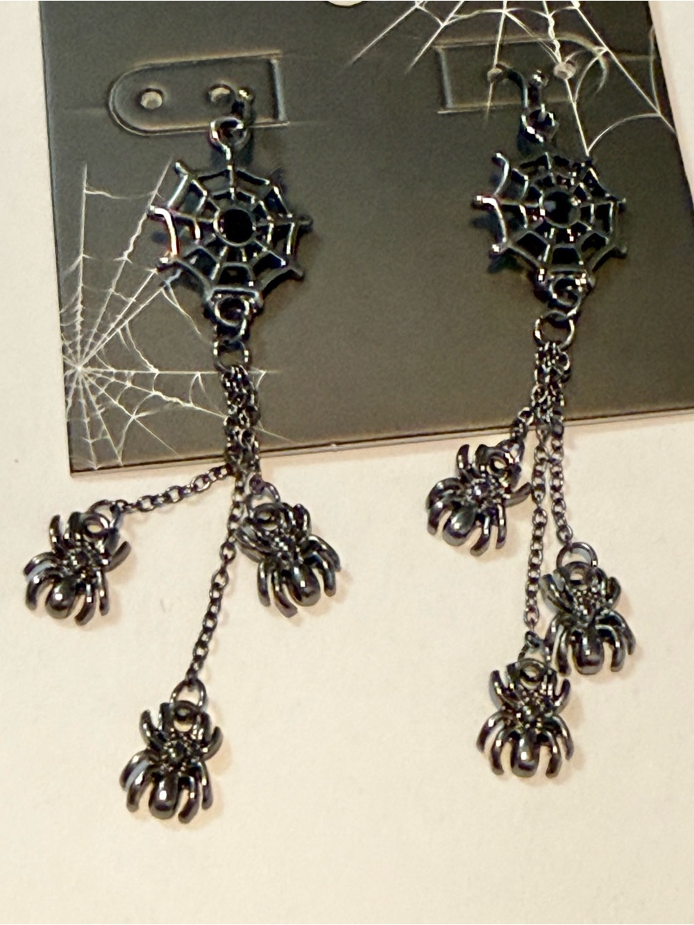 Kohl's celebrate together Halloween dangling earrings with spiders and cobwebs